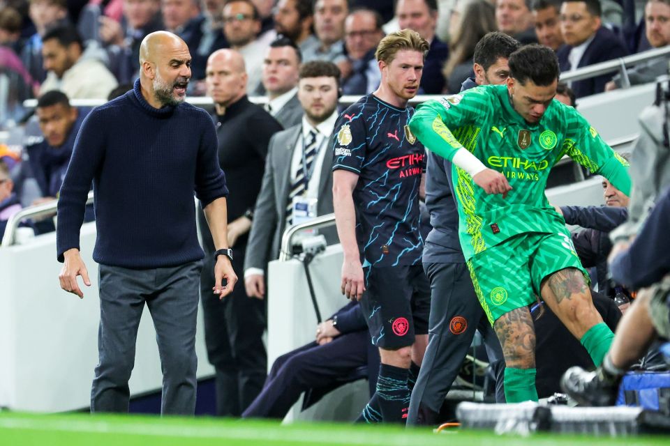 Ederson reacted angrily to being taken off, booting a crate of drinks