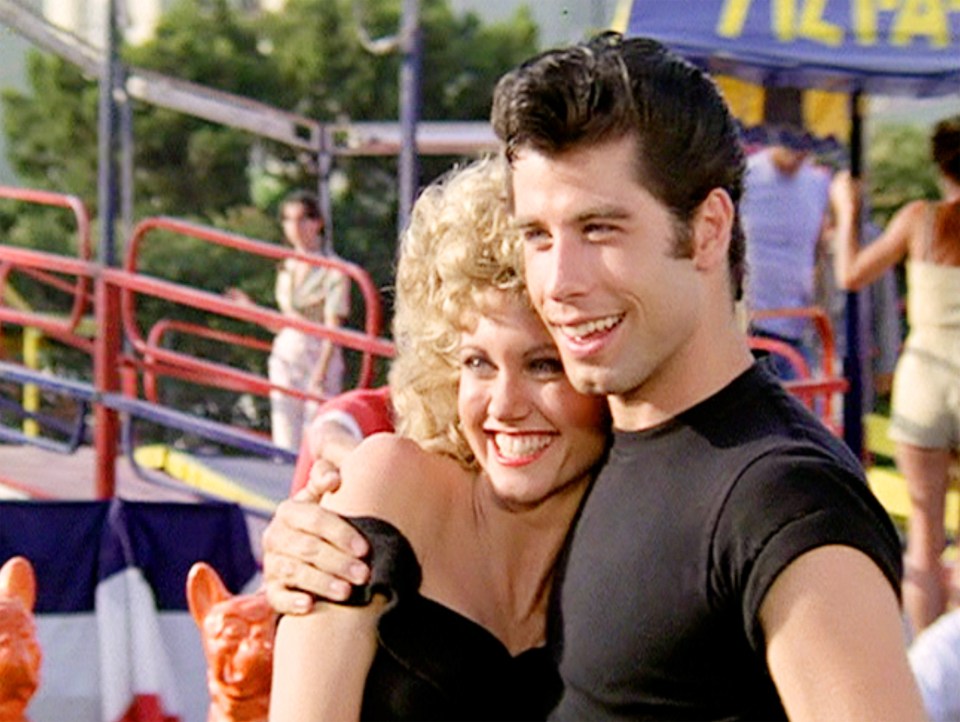 Olivia Newton-John as Sandy and John Travolta as Danny Zuko in Grease