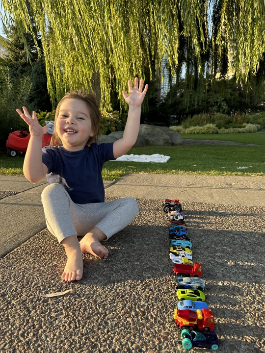 Jacob enjoys baking and playing with toy cars