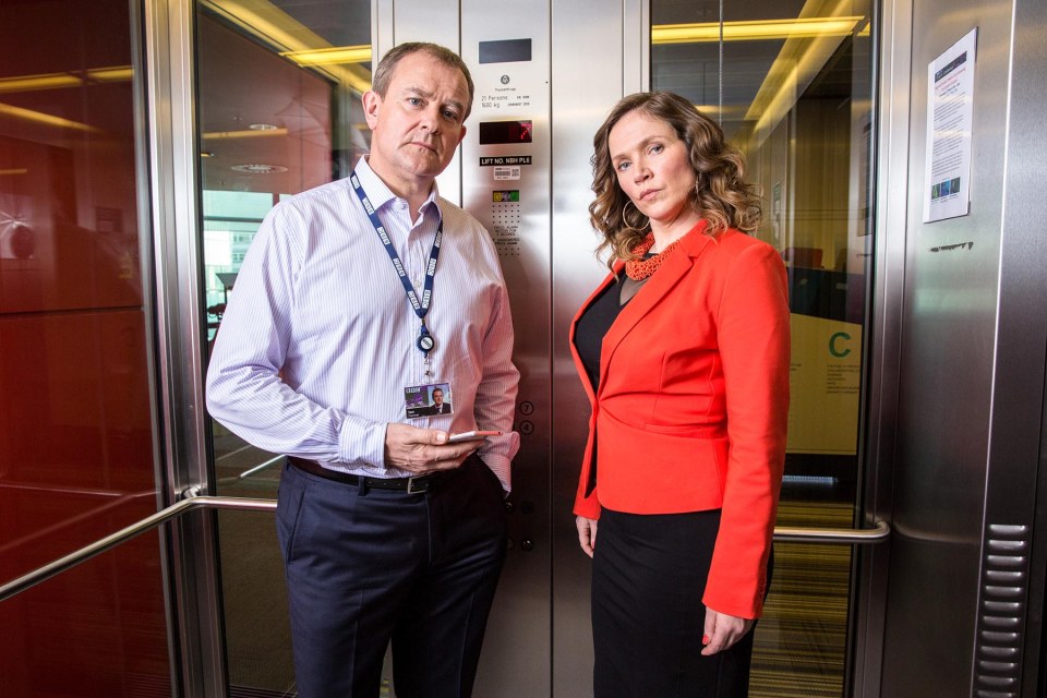 Hugh Bonneville will be reviving his role as Ian Fletcher for the reboot of hilarious mockumentary W1A, pictured with PR, Siobhan, played by Jessica Hynes, right