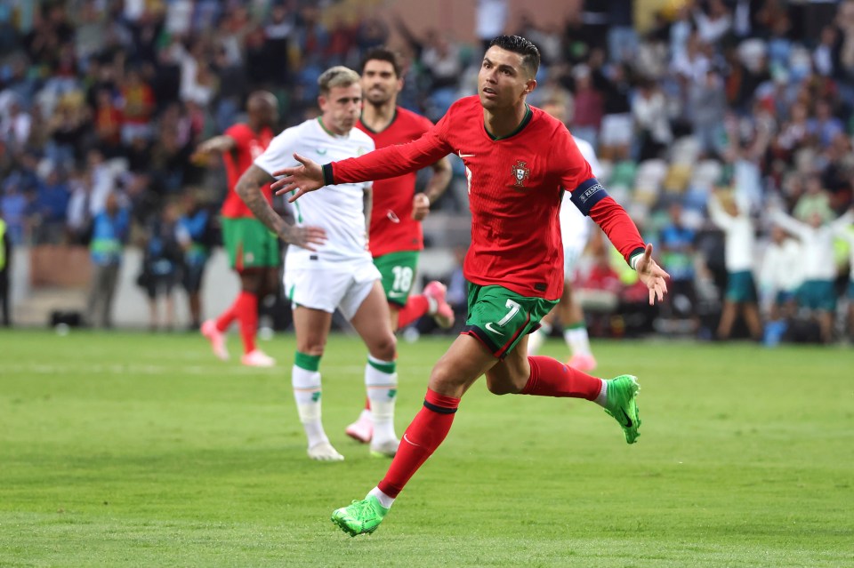 Cristiano Ronaldo, 39, scored twice against the Republic of Ireland to make it 130 international goals