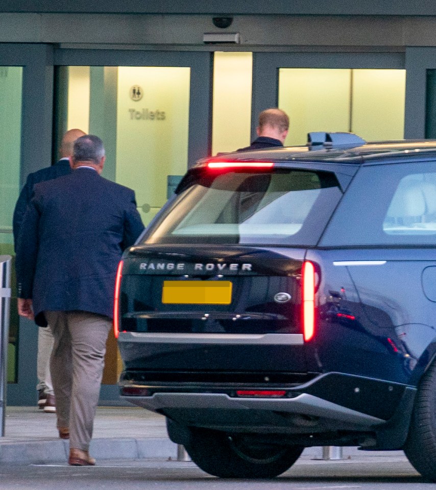 Harry was snapped leaving the UK last night – before meeting Meghan for a secret rendezvous