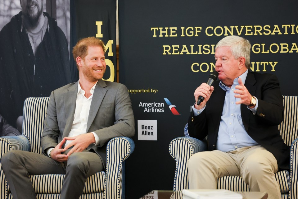 Prince Harry and Sir Keith Mills speak onstage