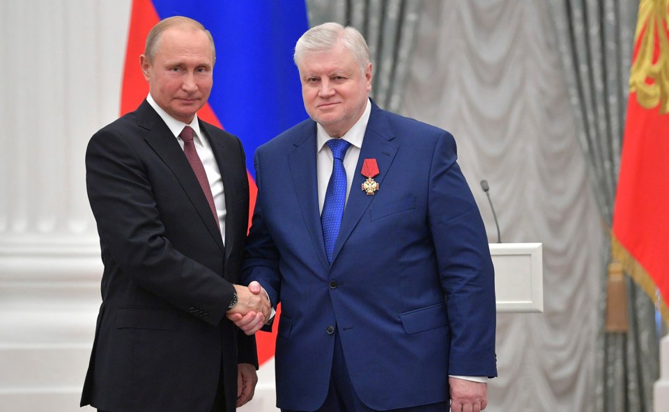 Sergey Mironov of Fair Russia party, right, is a known crony of Vladimir Putin