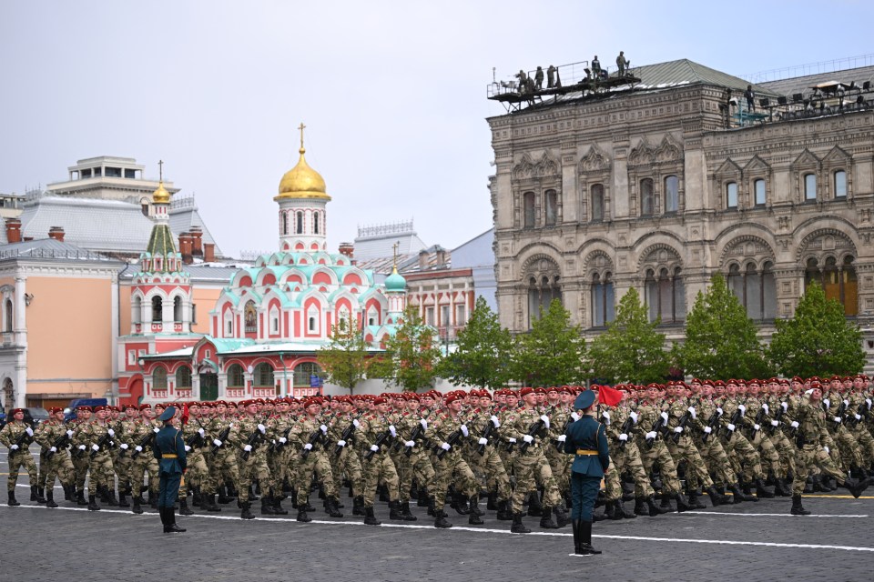 The patriotic parades are a moment for Russia to display its military might - but this year was a scaled-back affair