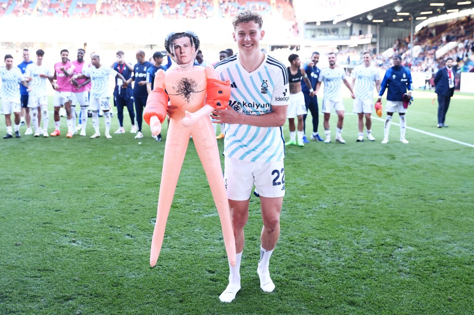 Ryan Yates posed with a personalised doll after Nottingham Forest beat Burnley