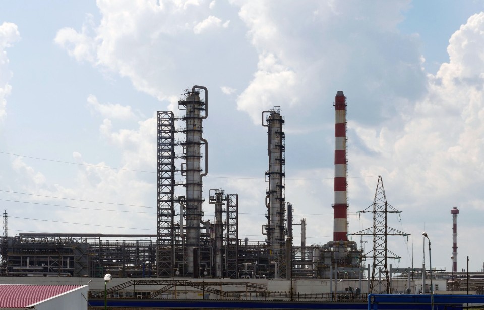 The Ryazan oil refinery is pictured in Russia