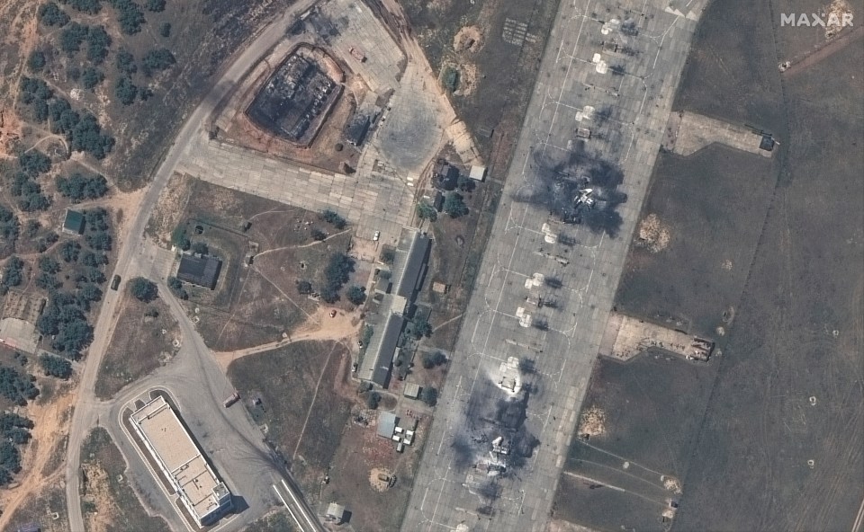 Satellite images show the aftermath of the two day missile strikes on Russian airbase