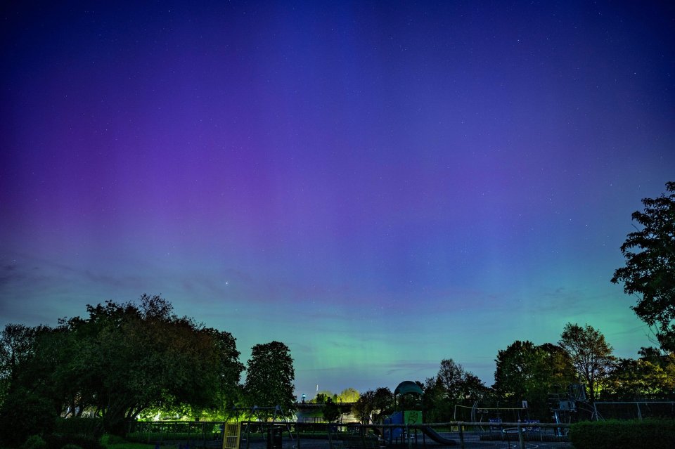 The Northern Lights are seen over Northwood, in north west London