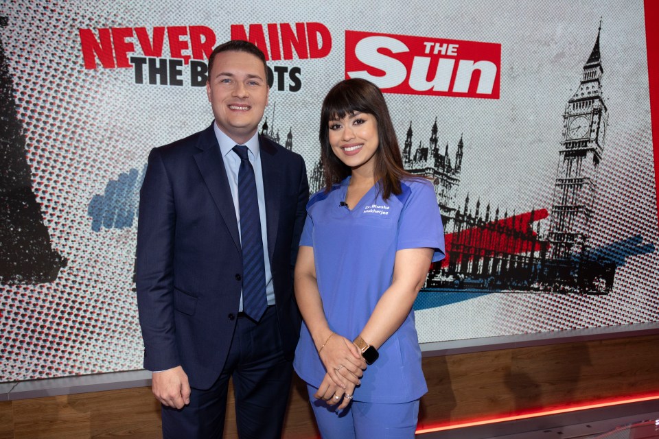 Trainee GP Dr Bhasha Mukherjee with Shadow Health Secretary Wes Streeting