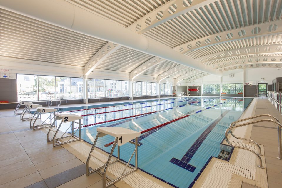 The swimming pool at Lambrook School, which also boasts a nine-hole golf course