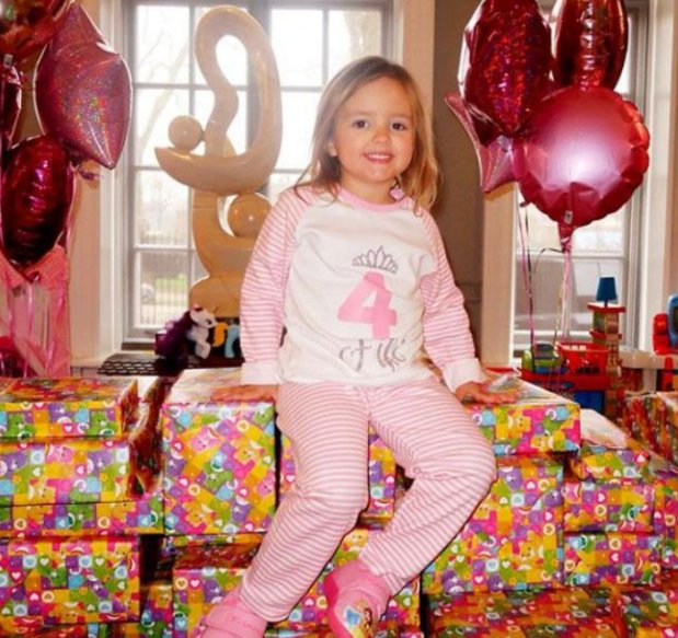 Security guards were drafted in to carry the huge number of presents for the birthday girl