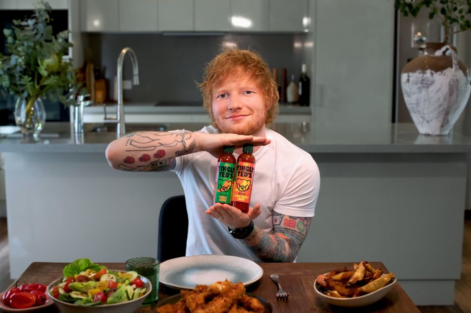 Ed Sheeran has launched a hot sauce range called Tingly Ted’s after making known his love of Heinz Tomato Ketchup