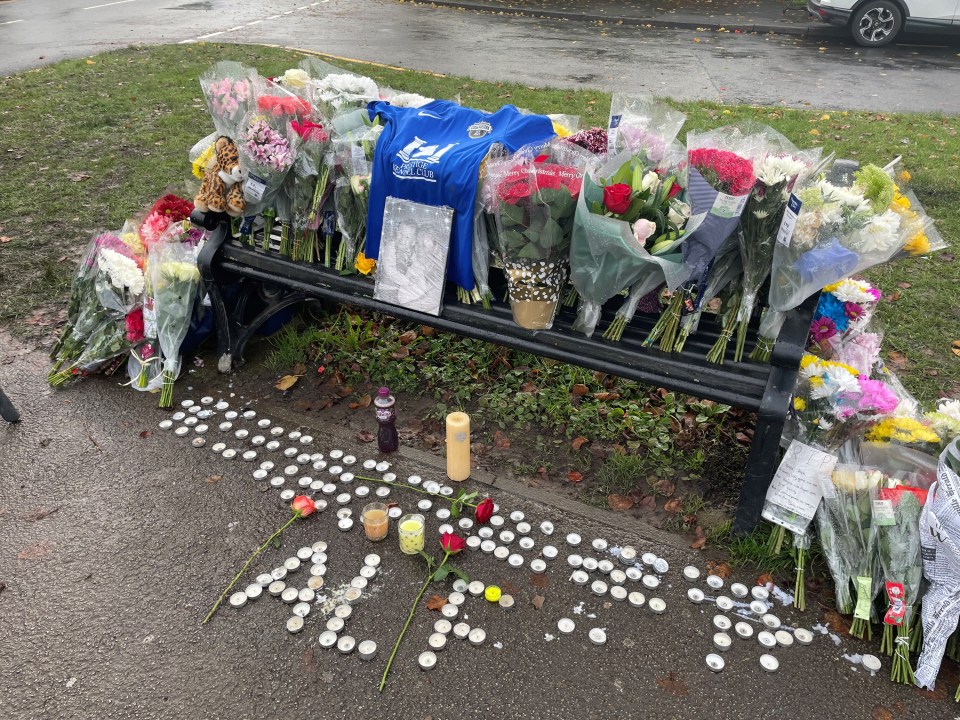 Tributes left on a bench on Broadgate Lane, Horsforth, following Alfie’s death