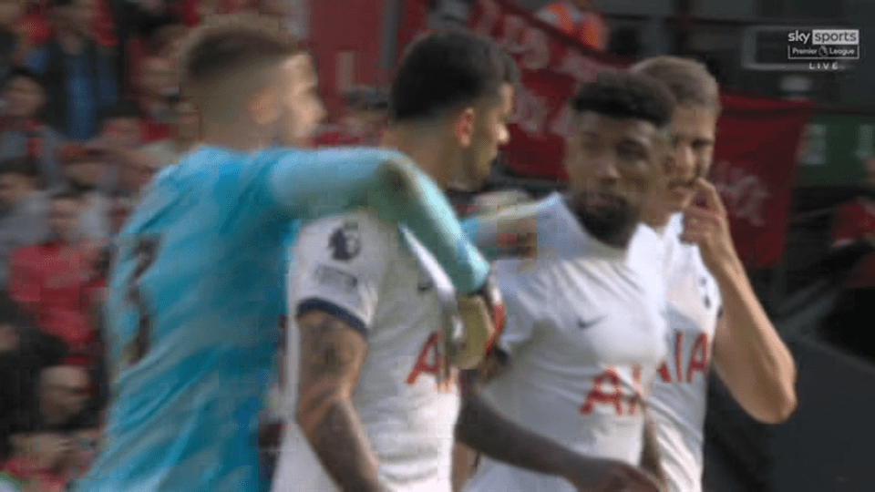 The two defenders barked at each other with Tottenham 2-0 down at half-time to Liverpool