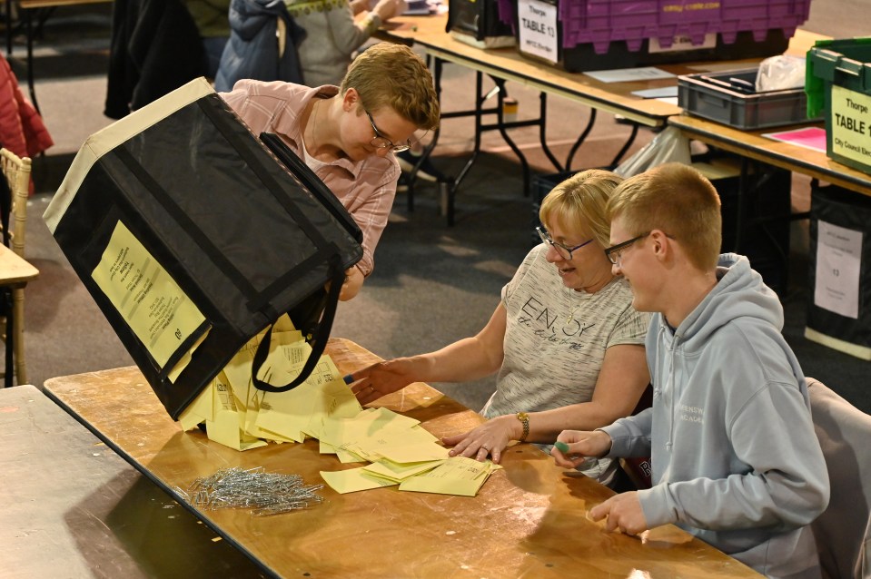 Votes arrive to be counted in the UK local elections