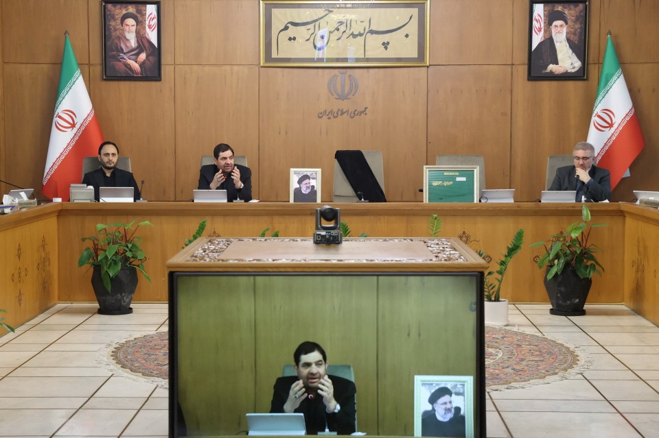 Raisi's cabinet chair is draped with black cloth today