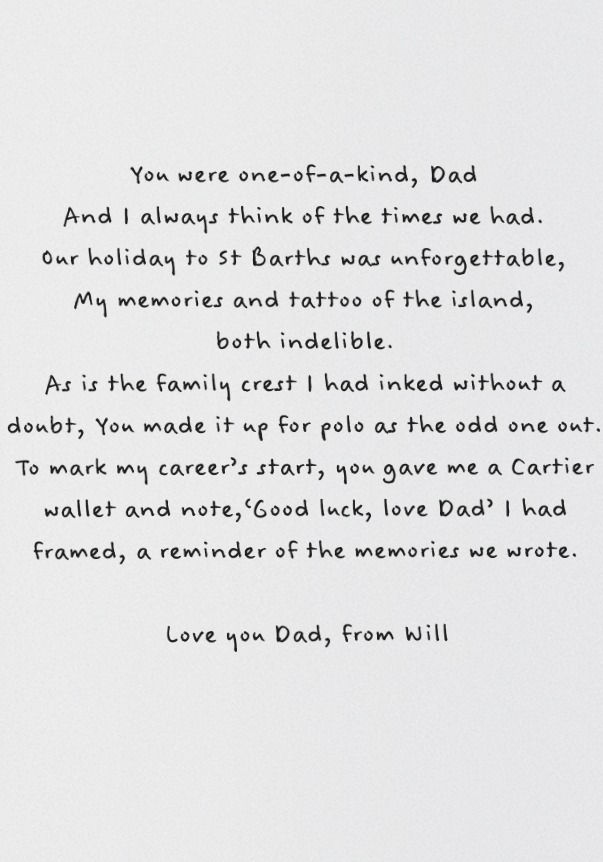 Will's personal message to his late dad Paul