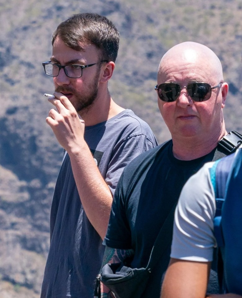 Jay's dad Warren and his older brother Zak at the search site this weekend