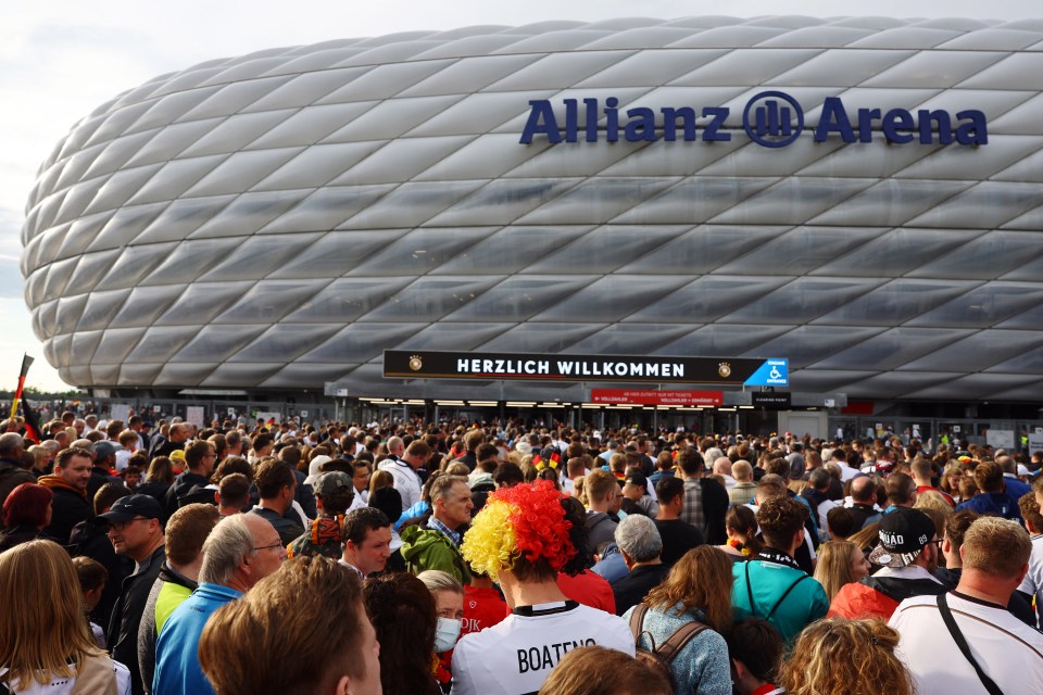 Germany and Scotland fans in Munich on Thursday ahead of today’s match