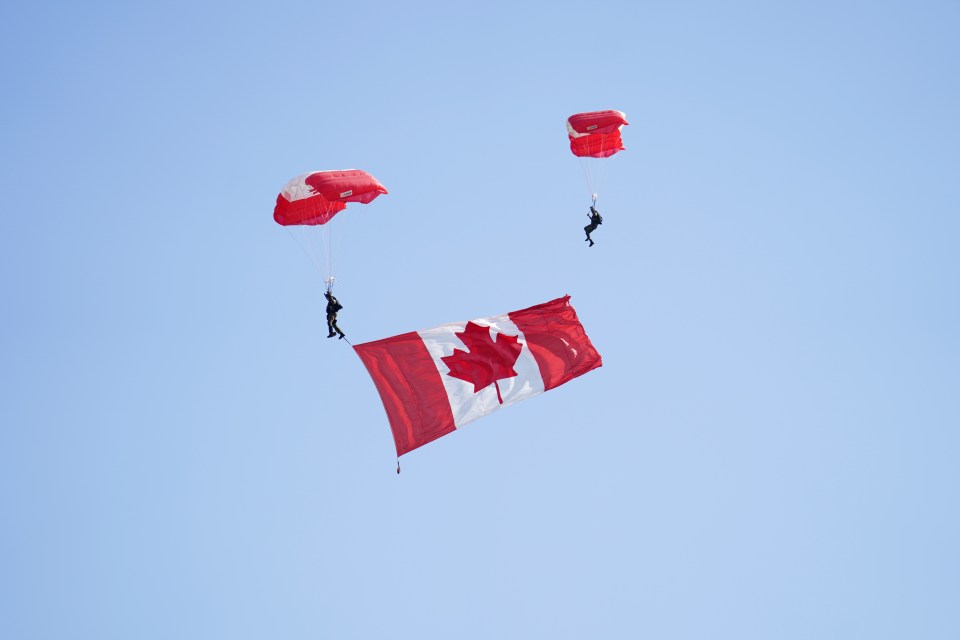 Parachutists at Juno Beach in Courseulles-sur-Mer, France