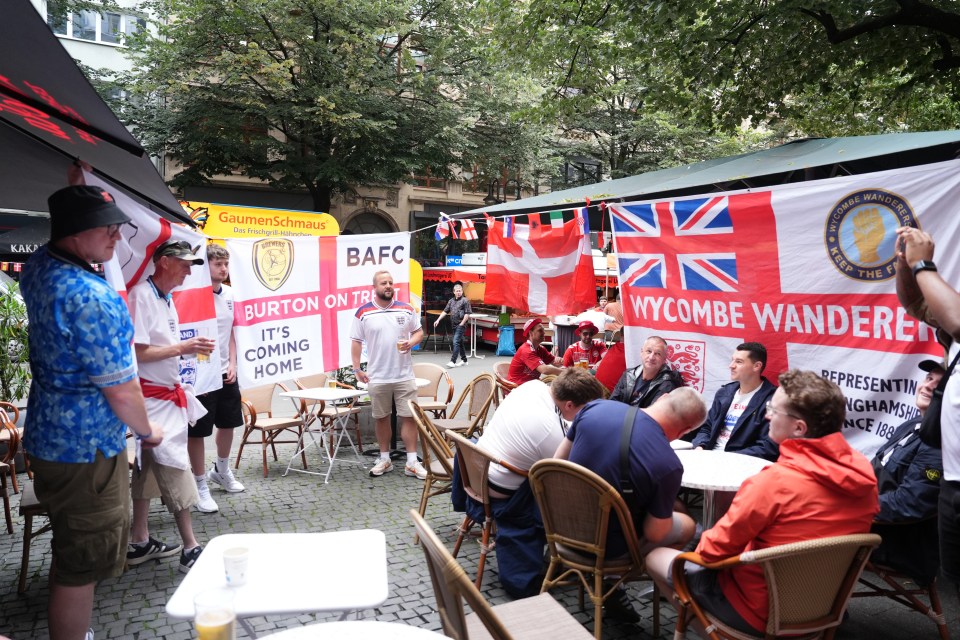 England fans ahead of the match between Denmark and England in Frankfurt