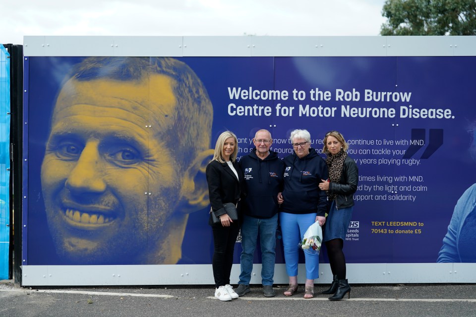 Burrow’s family today: Sister Claire Burnett, dad Geoff, mum Irene and sister Joanne Hartshorn