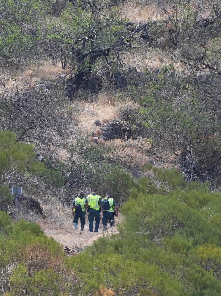 Members of a search and rescue team search near the last known location of Jay