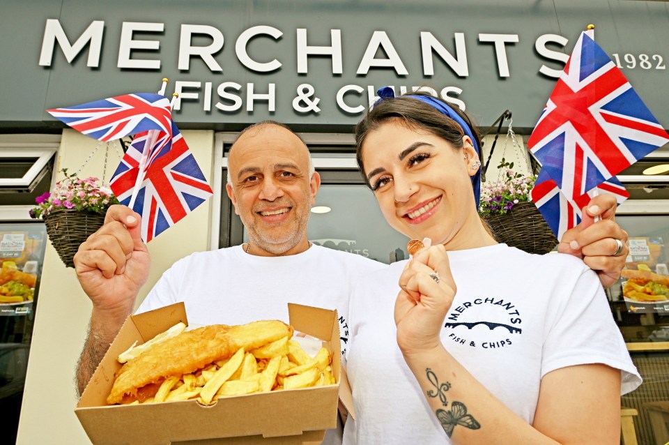 Manager Aggie Orthodoxou and Leoni Lambrouat at Merchants chippy in Halesowen