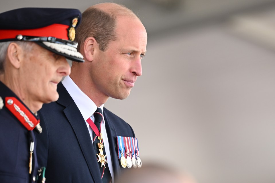 Prince William looked solemn when he arrived at the 80th anniversary event today