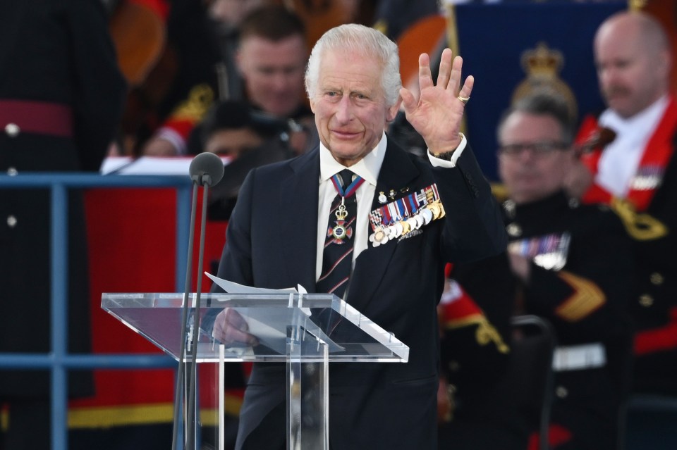 Charles took to the stage this morning, thanking the veterans for their bravery eight decades ago