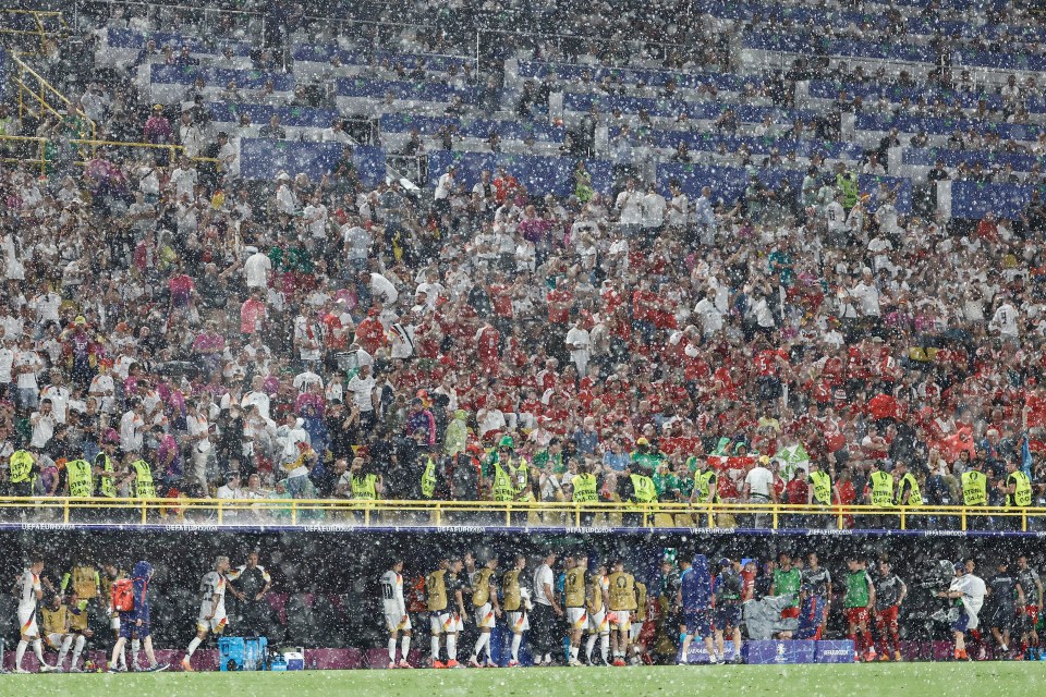 Germany and Denmark players rushed off the pitch