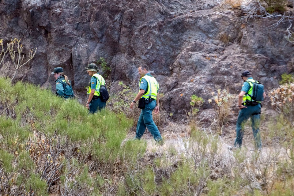 Cops are seen searching the remote Rural de Teno Park on the island