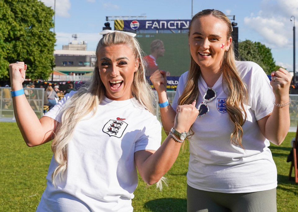 Fans gather in the fan zone at Devonshire Green in Sheffield city centre