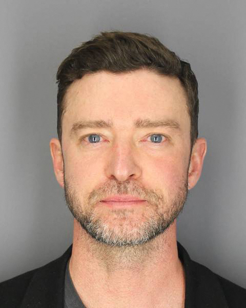 Justin Timberlake, pictured in his mugshot, was arrested for Driving While Intoxicated