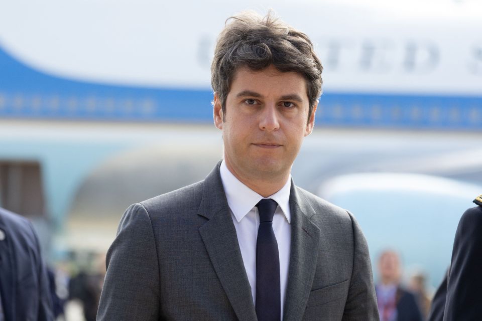 French Prime Minister Gabriel Attal is seen after US President Air Force One arrives at Paris Orly airport on Wednesday