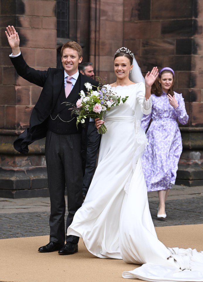 They waved to well-wishers who had gathered to see them