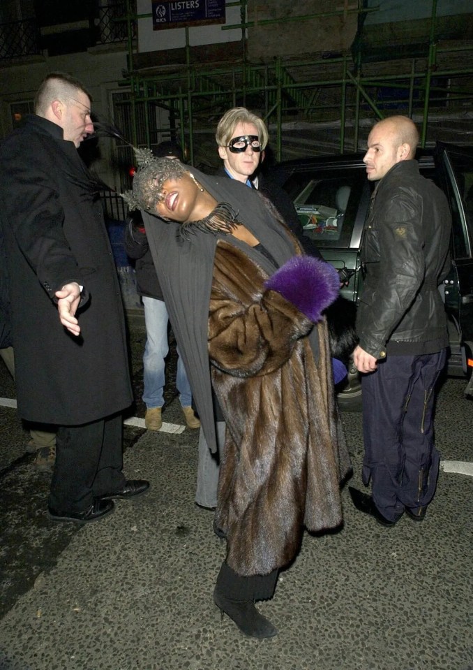 Meanwhile Grace Jones arrived at the bash in fur