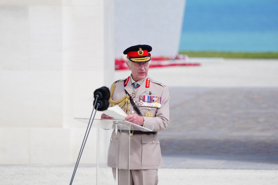 The King praised D-Day veterans during his speech at the event in Ver-sur-Mer, France