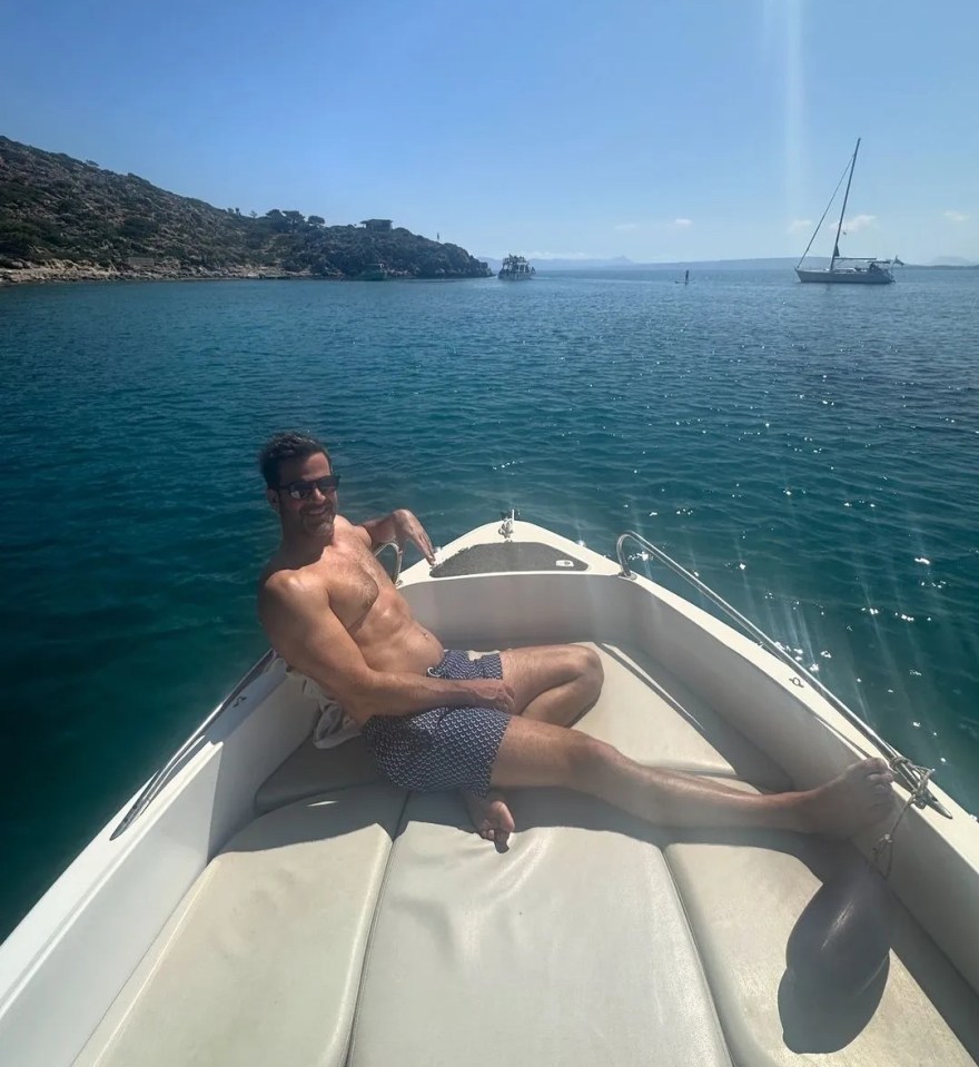 The presenter flaunted his muscly figure in a series of snaps and videos from Greece