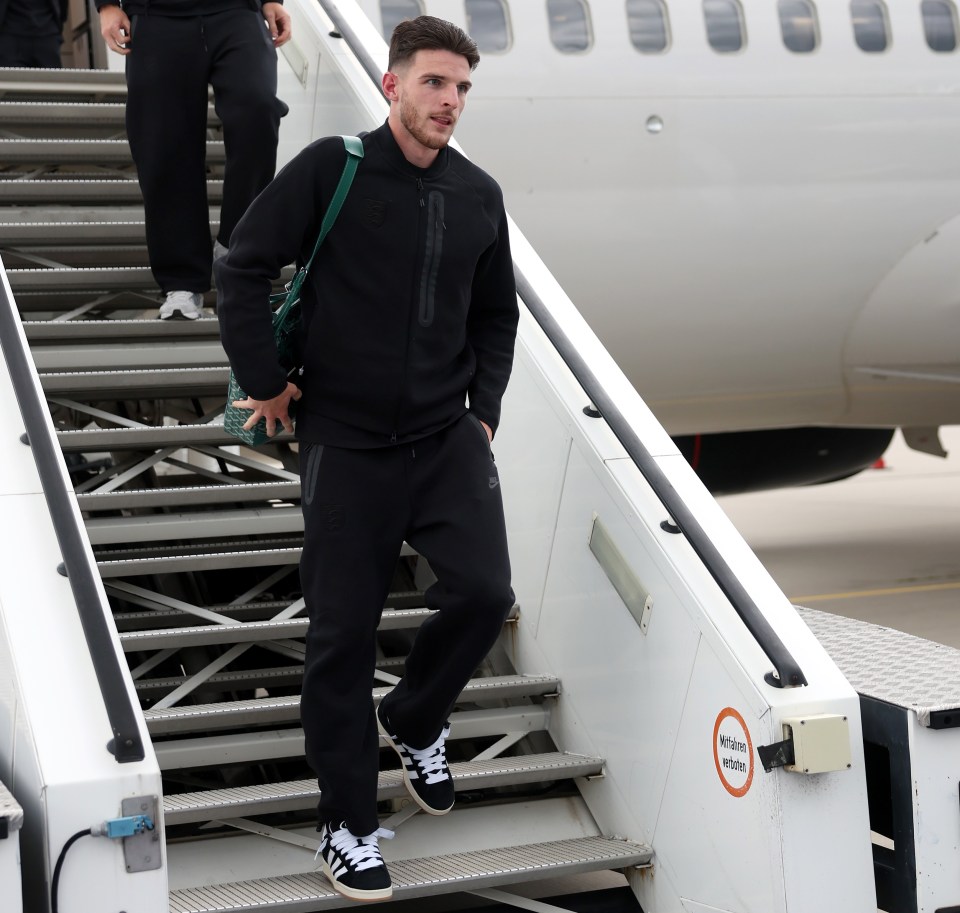 Declan Rice was another of the Three Lions' biggest stars snapped at the airport