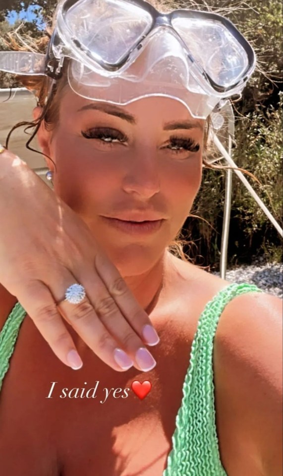 Lee popped the question during the pair's recent holiday to Greece