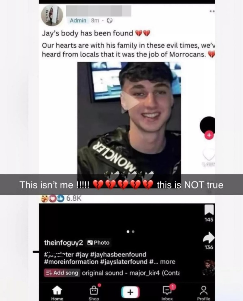 Jay's friends have slammed trolls sharing fake death posts on social media