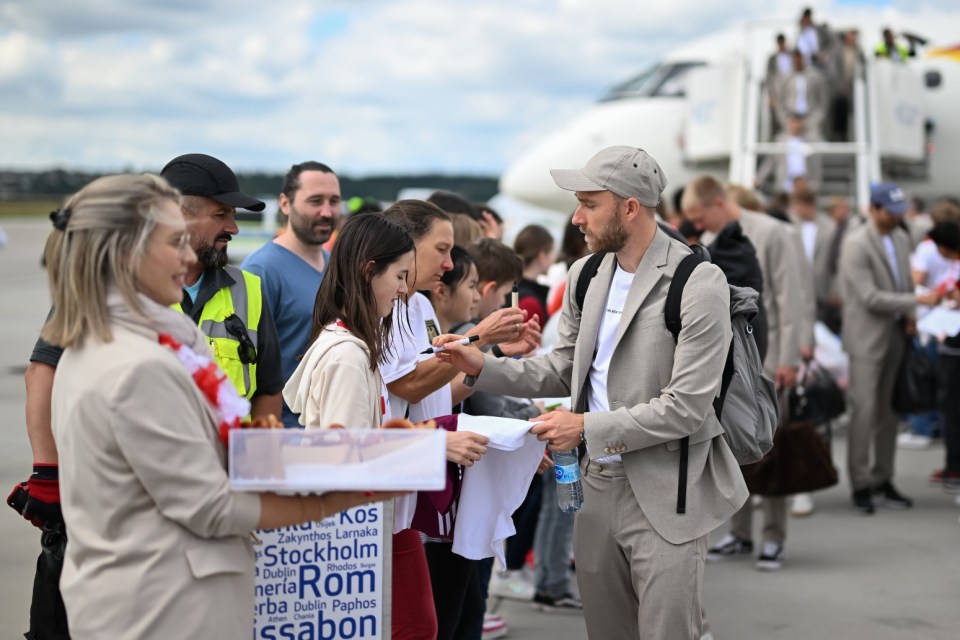 Denmark arrived in Germany for Euro 2024 on Monday