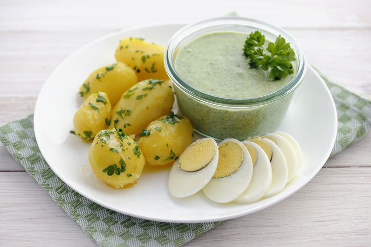 Frankfurt speciality 'Green Sauce' is made from seven different herbs and often served with potatoes, eggs and schnitzel