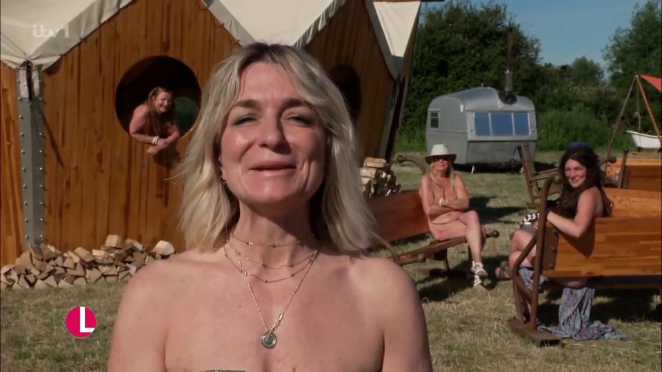 A Lorraine presenter appeared to strip naked as she headed to the UK's largest naturist festival