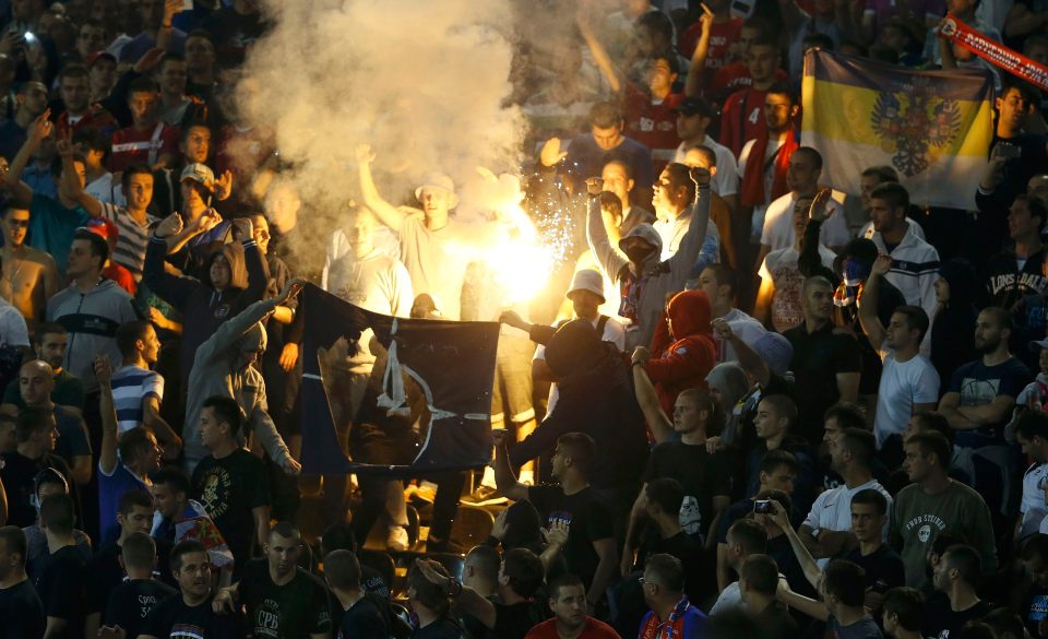 Serbia fans burned a NATO flag during their Euro 2016 qualifier against Albania