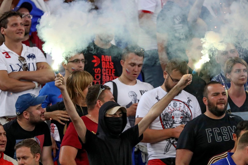 Russia hooligan charge at England supporters at end of Euro 2016