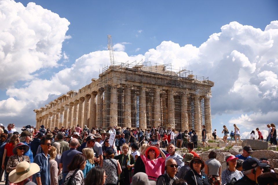 Crowds at the Parthenon, the 2,500-year-old temple of the goddess Athena