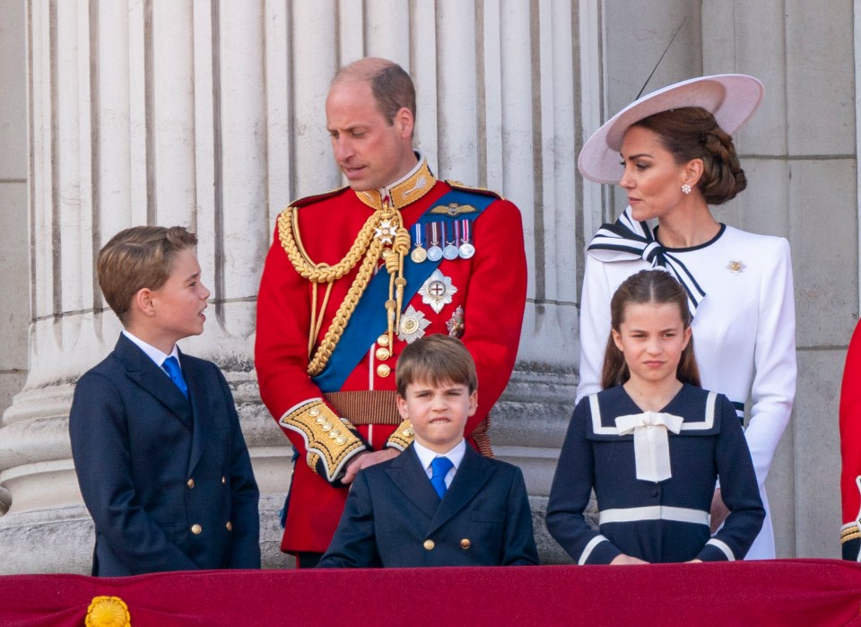 The Wales family on the Buckingham Palace balcony to watch the flypast during Trooping The Colour 2024 Ceremony on Saturday